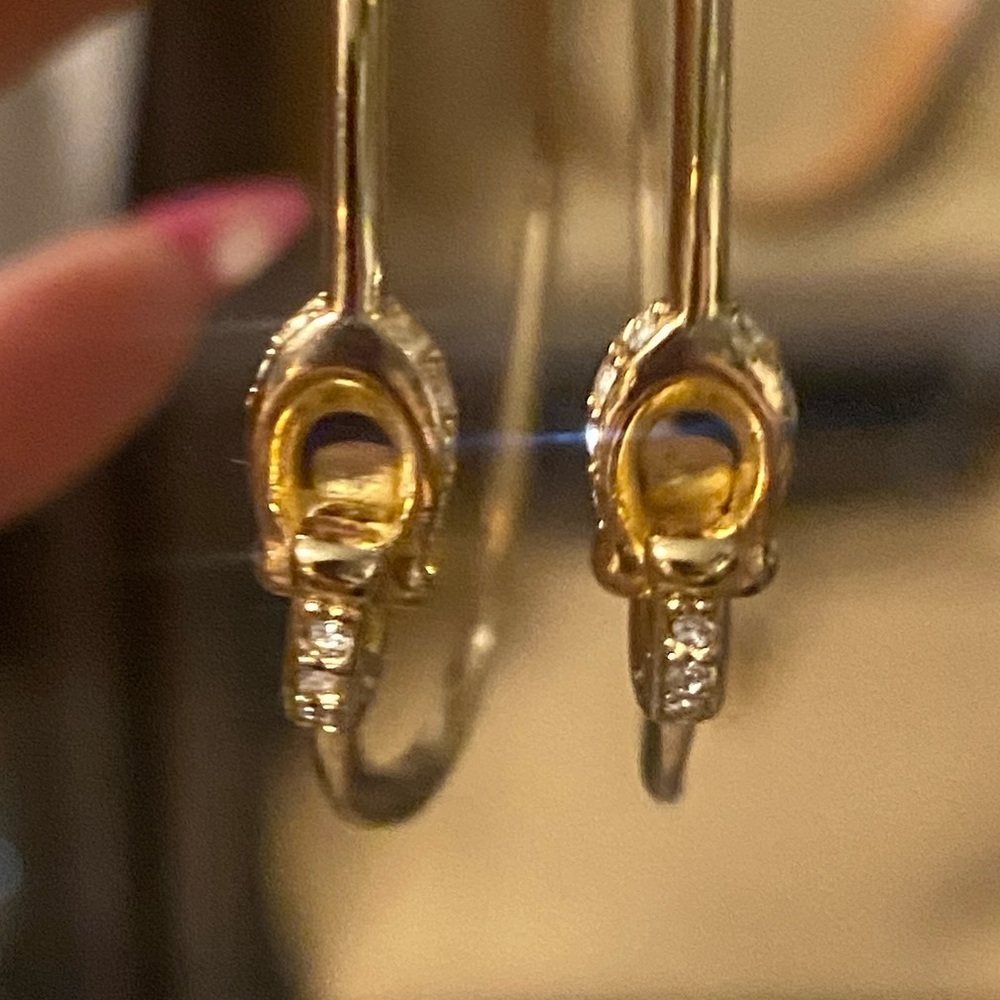 COACH Signature “C” Brass & Crystal Hoop Earrings, EUC - Picture 10 of 13
